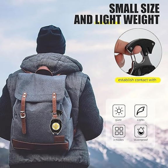 mini flashlight 1 Pack , Rechargeable Keychain Flashlight with 3 Light Modes, 1000lumens Bright edc flashlight Keychain Light with Magnet Base, Portable Pocket Flashlight for Camping Walking Fishing