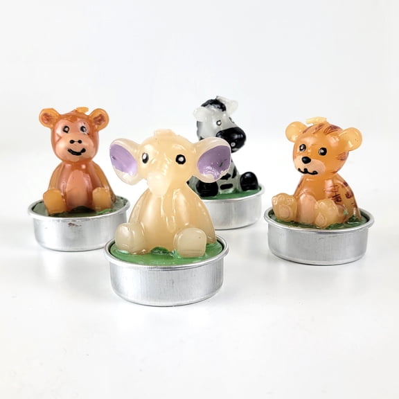 mini jungle animal baby shower candles (set of 4)