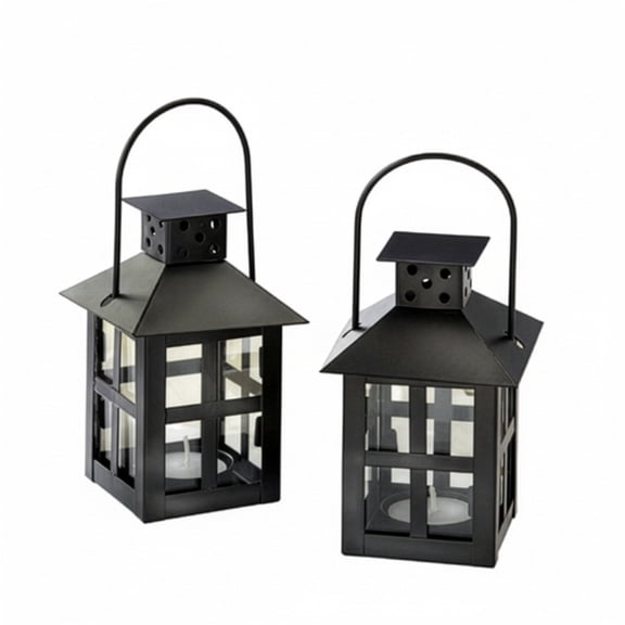 mini lantern tealight holder- black