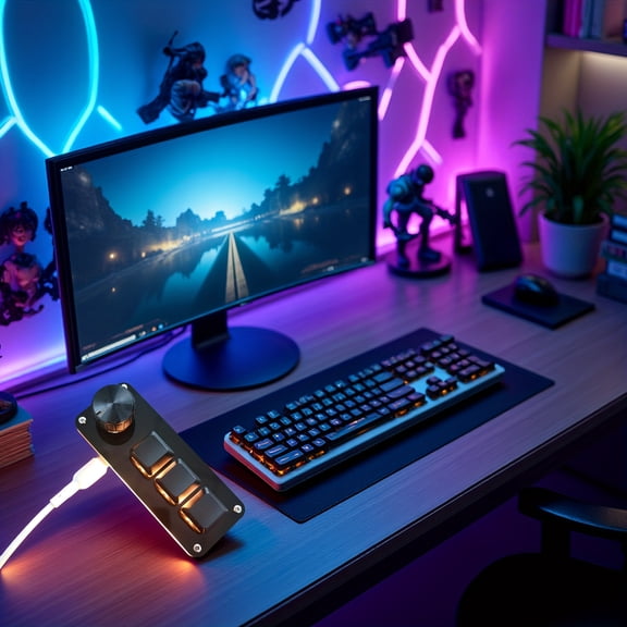 This mini programmable keyboard features PS shortcuts, volume control, and one-touch operation, suitable for gaming, office, and home use. It boasts a modern design, efficient layout, and is compatib