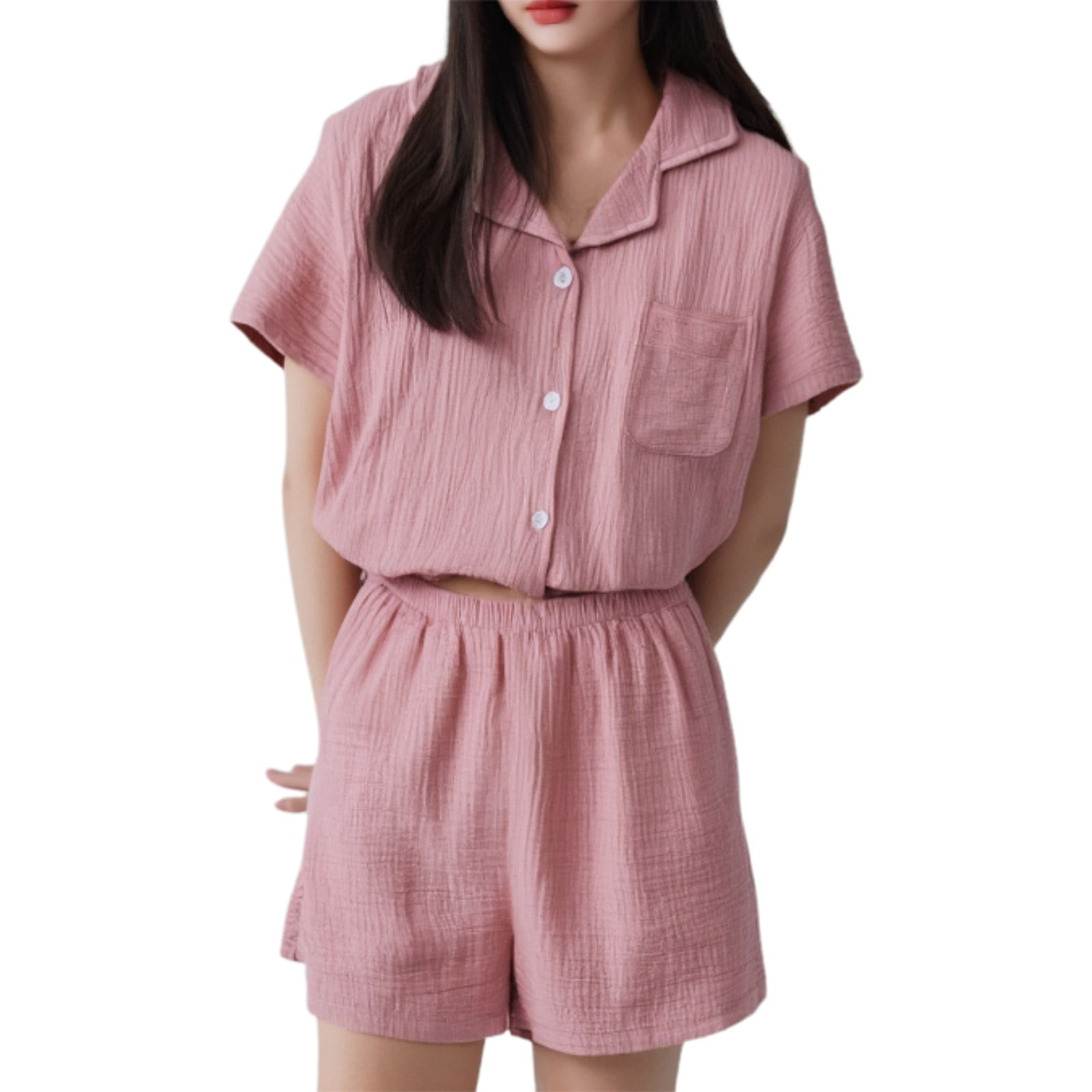 Casual Solid Color Pajama Set for Women