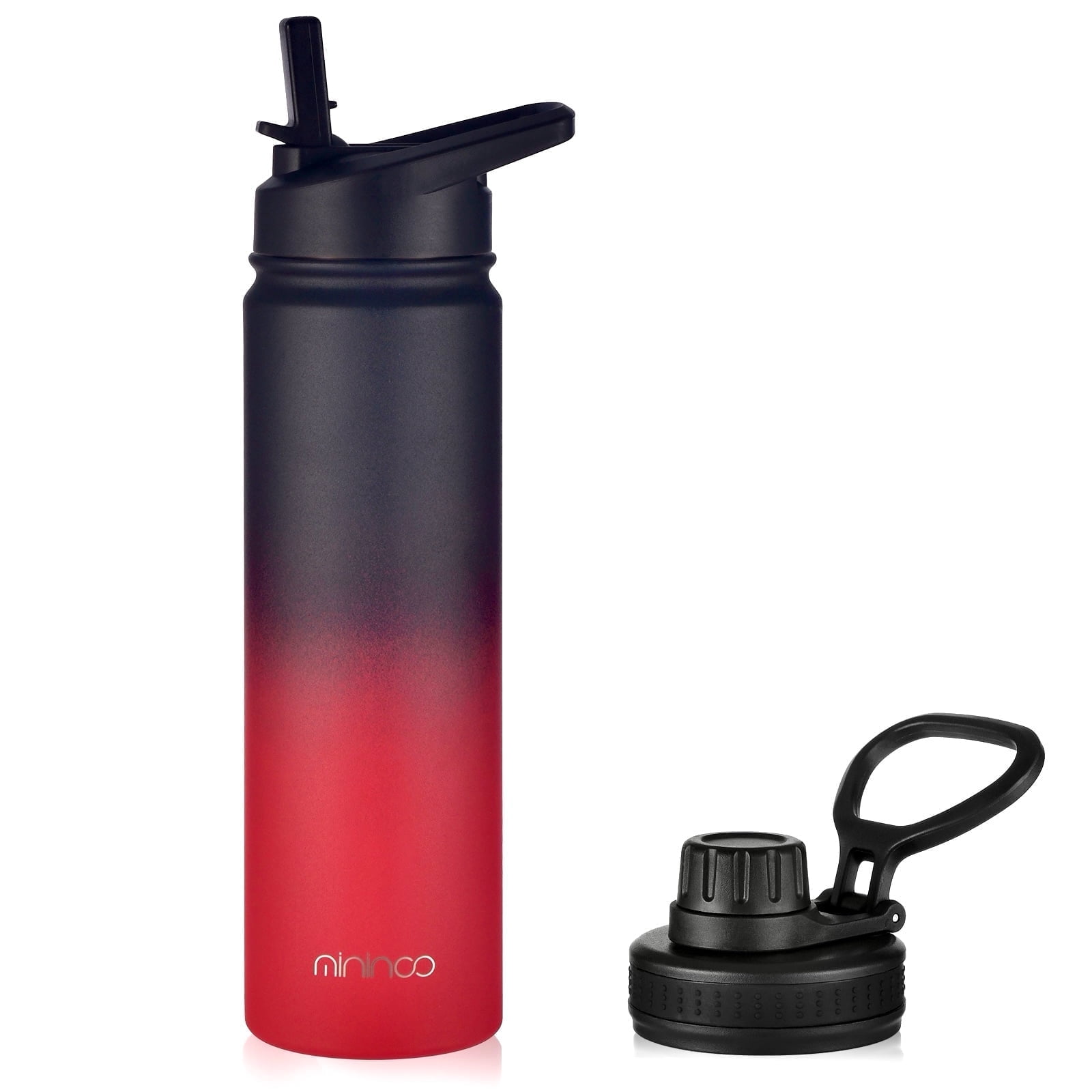 Mininoo 24 oz Insulated Stainless Steel Water Bottle with Straw Lid, Ice Coke