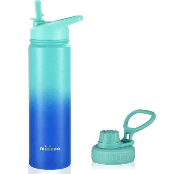 Mininoo 24 oz Insulated Stainless Steel Water Bottle with Straw Lid, Pacific Dream