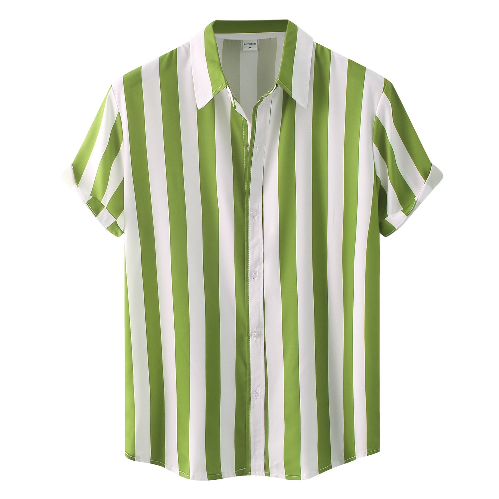 mint green dress shirts for men male summer hawaii striped print shirt