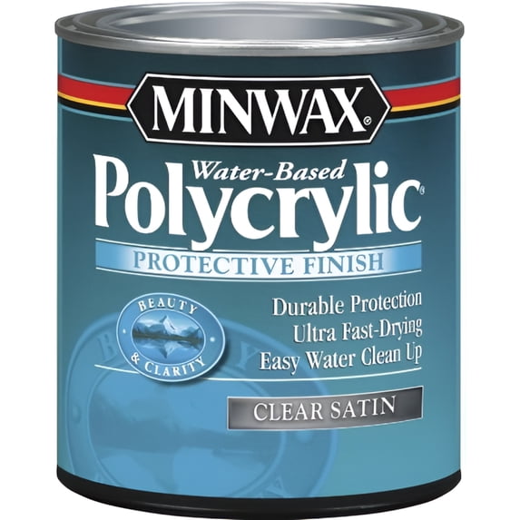 Minwax 63333444 Polycrylic Protective Finish Water Based,1 quart, Satin ...