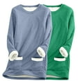 thumbnail image 1 of miqiqism 2 Pcs 2024 Women Casaul Top Shirt Thick Fleece Sweatshirt Juniors Winter Warm O-Neck Underwear Tops Thermal Soft Long Sleeves Tops with Pockets,Green,X-Large, 1 of 3
