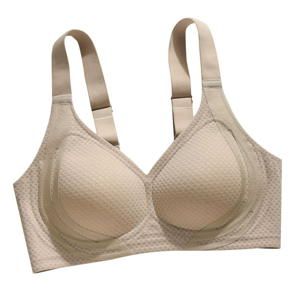 miqiqism Bra for Women - Womens Bras, Backless Seamless Brassiere Lady Push Up Everyday Bras, Comfy Smooth Wire Free Basic Bras,01_Khaki,3X-Large