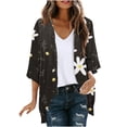 thumbnail image 1 of miqiqism Cardigans for Women 2024 Retro Floral Print Lightweight Cardigan Juniors Casual Duster Jackets 3/4 Ruffle Sleeve Blouse Tops Coat Flowy Loose Kimonos,Black,Medium, 1 of 5