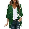thumbnail image 1 of miqiqism Cardigans for Women 2024 Retro Floral Print Lightweight Cardigan Juniors Casual Duster Jackets 3/4 Ruffle Sleeve Blouse Tops Coat Flowy Loose Kimonos,Green,Large, 1 of 5
