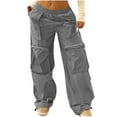 thumbnail image 1 of miqiqism Cargo Pants for Women Baggy Hiking Casual Cotton Work Pants with Pockets Trendy Solid Color Cargo Pant Elastic Waist Trousers Zip Pocket Pants,Gray,X-Large, 1 of 6