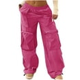 thumbnail image 1 of miqiqism Cargo Pants for Women Baggy Hiking Casual Cotton Work Pants with Pockets Trendy Solid Color Cargo Pant Elastic Waist Trousers Zip Pocket Pants,Hot Pink,Small, 1 of 6