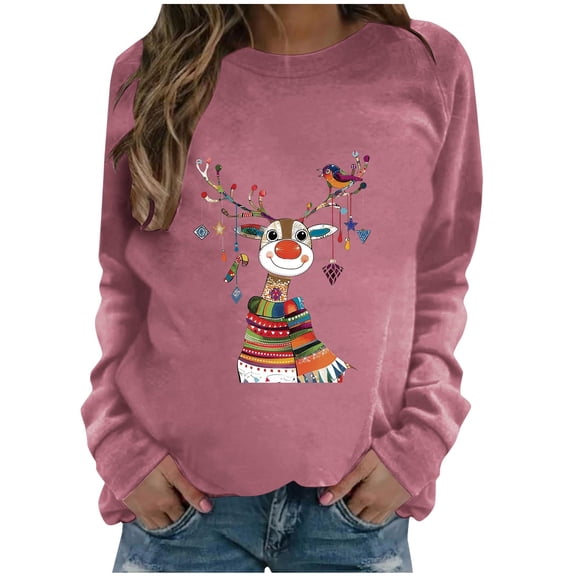 miqiqism Christmas Sweatshirts for Women Wine Glass Graphic Snowflake Print Shirts Juniors Casual Round Neck Raglan Long Sleeve Tops Loose Fit Tunic Blouses,R#02_Red,Medium