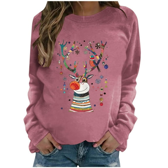 miqiqism Christmas Sweatshirts for Women Wine Glass Graphic Snowflake Print Shirts Juniors Casual Round Neck Raglan Long Sleeve Tops Loose Fit Tunic Blouses,R#03_Red,Small
