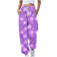 thumbnail image 1 of miqiqism Clearance Cute Heart High Waist Sweatpant Women Loose Drawstring Cinch Bottom with Pocket, Casual Lounge Womens Pajams Pants, Comfy Workout Going Out Sweat Pant,02_Purple,Large, 1 of 5