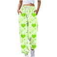thumbnail image 1 of miqiqism Clearance Cute Heart High Waist Sweatpant Women Loose Drawstring Cinch Bottom with Pocket, Casual Lounge Womens Pajams Pants, Comfy Workout Going Out Sweat Pant,01_Mint Green,X-Large, 1 of 5