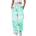 thumbnail image 1 of miqiqism Clearance High Waist Elastic Pant Women Heart Sweatpant Trendy Drawstring Cinch Bottom, Fashion Lightweight Trouser Workout Athletic Clothing Valentines Day Outfit,02_Green,X-Large, 1 of 5
