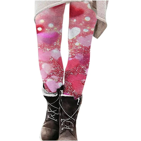 miqiqism Clearance High Waisted Leggings for Women Heart Elastic Tight Yoga Pants Fashion Butt Lifting Trouser Lady Gym Booty Tights Activewear Valentine's Day,02_Multicolor,XX-Large