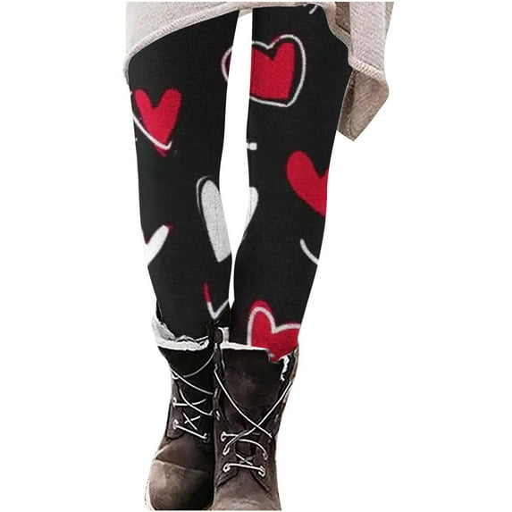 miqiqism Clearance High Waisted Leggings for Women Heart Elastic Tight Yoga Pants Fashion Butt Lifting Trouser Lady Gym Booty Tights Activewear Valentine's Day,08_Multicolor,Medium