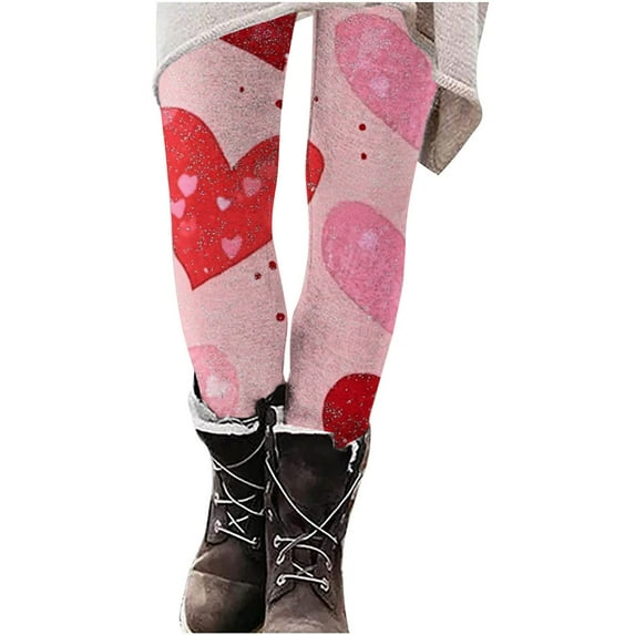 miqiqism Clearance High Waisted Leggings for Women Heart Elastic Tight Yoga Pants Fashion Butt Lifting Trouser Lady Gym Booty Tights Activewear Valentine's Day,03_Multicolor,XX-Large