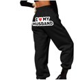 thumbnail image 1 of miqiqism Clearance I LOVE MY HUSBAND Womens Sweatpants Casual High Waisted Trousers Athletic Workout Baggy Joggers Women's Cinch Bottom Sweat Pant 2025 Valentines,01_Black,Small, 1 of 5