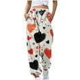 thumbnail image 1 of miqiqism Clearance Woman Cute Heart Sweatpant High Waisted Drawstring Pants Fashion Joggy Trousers Lady Casual Yoga Lightweight Pant with Pockets 2025 Trendy Valentines,07_Multicolor,Small, 1 of 5