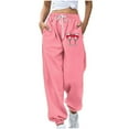 thumbnail image 1 of miqiqism Clearance Womens Heart Joggy Sweatpant Fashion High Waisted Pants Casual Drawstring Athletic Sport Cinch Bottom Lightweight Trousers for Valentines,03_Pink,Small, 1 of 4