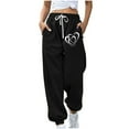 thumbnail image 1 of miqiqism Clearance Womens Valentines Pant Casual High Waisted Sweatpants Cute Heart Trousers Trendy Drawstring Pants Athletic Lightweight Soft Outfits,02_Black,Medium, 1 of 4