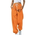 thumbnail image 1 of miqiqism Clearance Womens Valentines Pant Casual High Waisted Sweatpants Cute Heart Trousers Trendy Drawstring Pants Athletic Lightweight Soft Outfits,02_Orange,XX-Large, 1 of 4