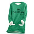 thumbnail image 1 of miqiqism Comfy Fleece Loungewear for Women Trendy Letter Print Pullover Tops Blouses Juniors Long Sleeve Crew Neck Sweatshirt with Pocket,Green,Medium, 1 of 4