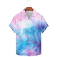 thumbnail image 1 of miqiqism Comfy Shirts Mens Short Sleeve Tops Tie Dye Blouses Botton Down Tee Top Shirt Casual Outfits Trendy Summer Clothings,04_Multicolor,5X-Large, 1 of 4