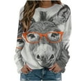 thumbnail image 1 of miqiqism Cute Long Sleeve Tops for Women 2024 Fashion 3D Donkey Graphic Print T-Shirt Comfy Crew Neck Pullover Clothes Trendy Slim Fit Tunic Blouses,White,Medium, 1 of 4