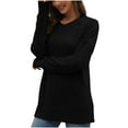 thumbnail image 1 of miqiqism Deals！Fall Shirt for Women Crewneck Pullover Tops Loose Tunic Blouses Sweaters Long Sleeve Basic Tees with Leggings,Black,Small, 1 of 5