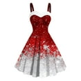 thumbnail image 1 of miqiqism Deals！Women's Vintage Christmas Dress Snowflake Print Sleeveless A-Line Party Midi Dress Trendy Tops Christmas Saint Valentine's Day,Red,3X-Large, 1 of 3