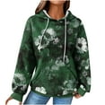 thumbnail image 1 of miqiqism Fashion Plaid Printed Sweatshirt for Women Gradient Graphic Vintage Drawstring Hoodies Cozy Drop Shoulder Thermal Pullover Blouses Trendy Jumper Tops,Green,XX-Large, 1 of 5