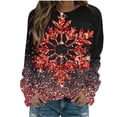 thumbnail image 1 of miqiqism Fashion Printed Sweatshirts for Women Casual Snowflake Sparkling Print Sweatshirt Juniors Comfy Long Sleeves Round Neck Blouses Trendy Loose Tunic Tops,Red,X-Large, 1 of 4