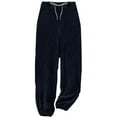 thumbnail image 1 of miqiqism Fleece Lined Pajama Women Casual Drawstrig Elastic Trousers Trendy High Waist Puffy Pant Lounge Pants Winter Warm Sleepwear with Pocket,Y_Solid #03Navy,Medium, 1 of 4