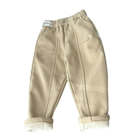 miqiqism Footed Pants for Kids Roomy Fit Pull on Bottoms Trousers 100% Cotton Solid Color Elastic Waist Bottom Pants Harem Pantfor Toddler Baby Boys Girls,02_Khaki