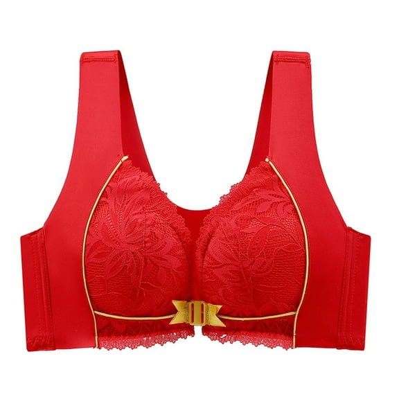 miqiqism Full Coverage Bra Women No Underwire Embroidery Lace Bralettes Minimizer Bras Convertible Straps T-Shirt Bras Support Bra Workout Brassiere Everyday Bra,03_Red,X-Large