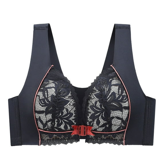 miqiqism Full Coverage Bra Women No Underwire Embroidery Lace Bralettes Minimizer Bras Convertible Straps T-Shirt Bras Support Bra Workout Brassiere Everyday Bra,03_Black,X-Large