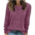 thumbnail image 1 of miqiqism Great discounts！Crewneck Shirt for Women Long Sleeve Tunic Tops Loose Pullover Basic Sweaters Fall Winter Clothes,X#02_Purple,Large, 1 of 6