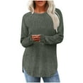 thumbnail image 1 of miqiqism Great discounts！Long Sleeve Shirts for Women Tunic Tops for Womsn Loose Fit Crew Neck Pullover Basic Sweaters 2024 Fall Clothing,Y#01_Army Green,X-Large, 1 of 5