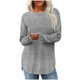 thumbnail image 1 of miqiqism Great discounts！Long Sleeve Shirts for Women Tunic Tops for Womsn Loose Fit Crew Neck Pullover Basic Sweaters 2024 Fall Clothing,Y#01_Gray,XX-Large, 1 of 5
