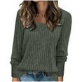 thumbnail image 1 of miqiqism Great discounts！Woman Long Sleeve Sweater Round Neck Knit wear Long Sleeve Pullover Tops Fall Solid Basic Clothing,X#01_Army Green,Medium, 1 of 5
