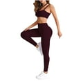 thumbnail image 1 of miqiqism Great discounts！Women Yoga Sets Workout Two Piece Outfits Camisole Tops High Waist Trousers Solid Elastic Outfit Clothing Athletic Running Yogas,Coffee,Large, 1 of 3