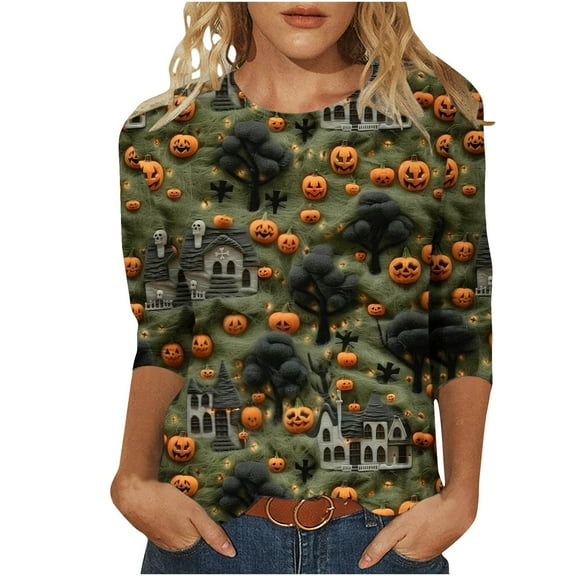 miqiqism Halloween Sweater for Women Oversized Pumpkin Sweaters Fall Pullover Knit Top Shirts Casual Crew Neck Loose Fuzzy Blouses Trendy Long Sleeves Tunic Clothes,O#04_Orange,Large