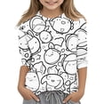 thumbnail image 1 of miqiqism Hamburger Graphic Tops Kids 3/4 Sleeve Tunic Shirts Children asual Round Neck Tshirts Blouses Elbow Sleeve Tee Outfits Boys and Girls Spring Clothing,04_White,Size 3 Years, 1 of 5