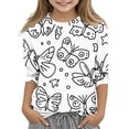 thumbnail image 1 of miqiqism Hamburger Graphic Tops Kids 3/4 Sleeve Tunic Shirts Children asual Round Neck Tshirts Blouses Elbow Sleeve Tee Outfits Boys and Girls Spring Clothing,09_White,Size 5 Years, 1 of 5