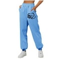 thumbnail image 1 of miqiqism Heart Dog Paw Sweatpant for Woman Casual Lightweight Cinch Pants High Waisted Elasted Sweatpant Trendy Solid Fall Trousers with Pockets,Light Blue,Small, 1 of 3