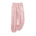 thumbnail image 1 of miqiqism High Waist Pants for Women Flannel Pajamas Warm Fuzzy Cinch Pants Comfy Puffy Striped Trousers Fleece Lined Pj Pant with Pocket,X_Striped #02Pink,Medium, 1 of 4