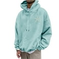 thumbnail image 1 of miqiqism Hoodies for Men Round Neck Sweatshirts Casual Pullover Fall Winter Loose Fit Tops Hoodie with Cute Graphic Trendy Drawstring Jumper Hoodie,Light Blue,X-Large, 1 of 4